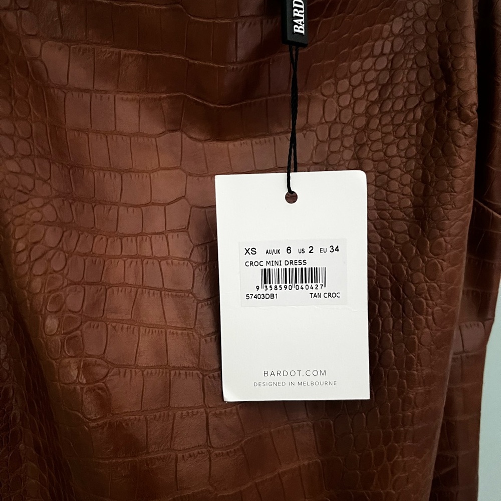 Bardot Tan Croc Mini Dress - Picture 4 of 4